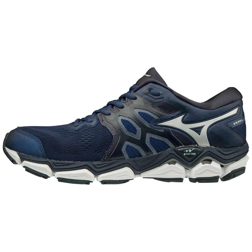 Mens Mizuno WAVE HORIZON 3 Running Shoes Blue/Silver Philippines (HBFDKE657)